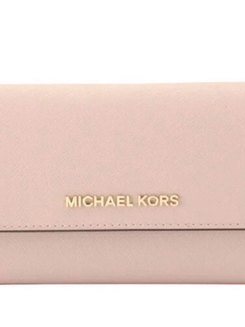 Michael Kors Blush Saffiano Leather Trifold Wallet with Gold Logo - Picture 2 of 2